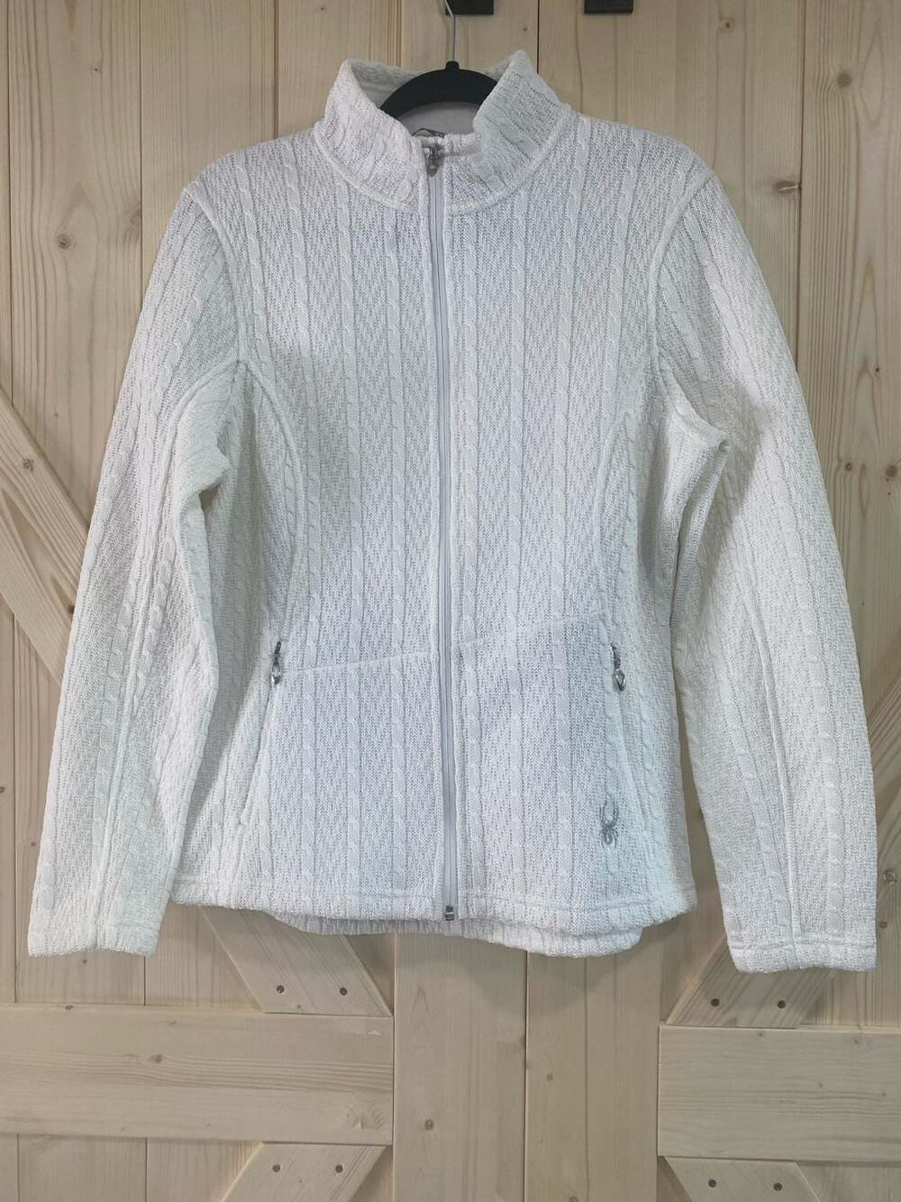 Spyder Women's Core Cable Knit Full Zip Sweater Jacket White Size L - Picture 2 of 10
